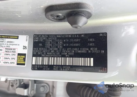 2023 Toyota Corolla Cross Le из США, поврежденный, VIN 7MUCAABG4PV066249